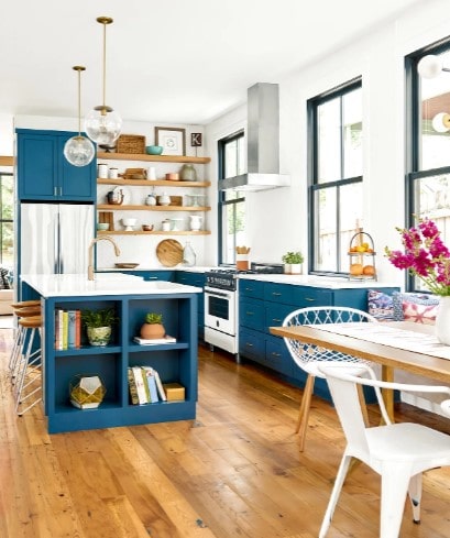 دکوراسیون آشپزخانه رنگ آبی 1