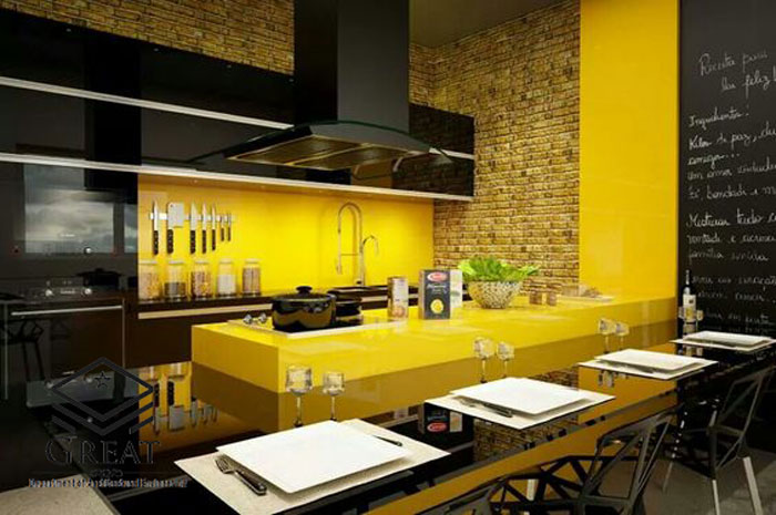 کابینت آشپزخانه زرد