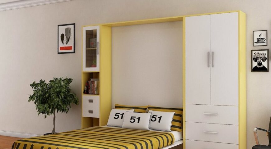 تخت کم جا در دکوراسیون زرد