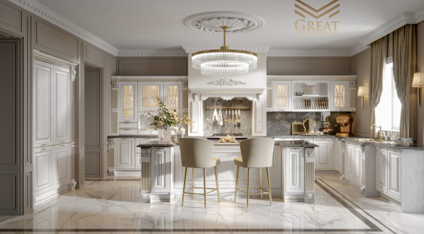 کابینت روکش چوب در آشپزخانه کوچک