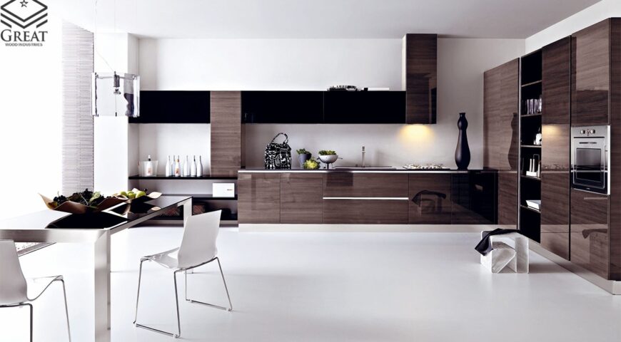 کابینت هایگلاس ترک در آشپزخانه اپن