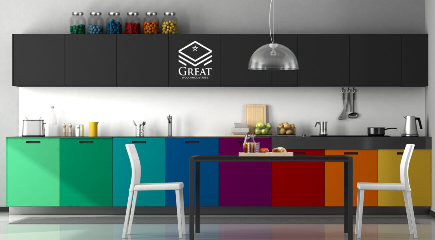 نصب کابینت ام دی اف رنگی در آشپزخانه ایرانی