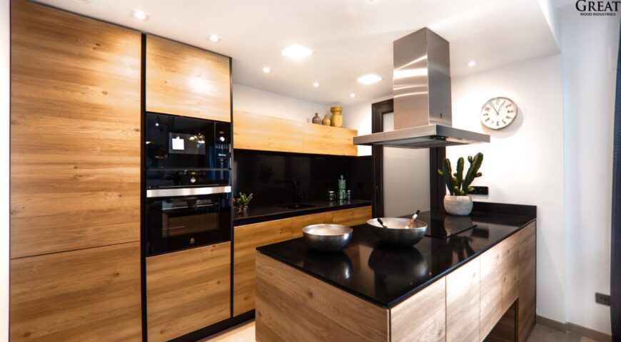 قیمت کابینت روکش چوب در آشپزخانه کوچک
