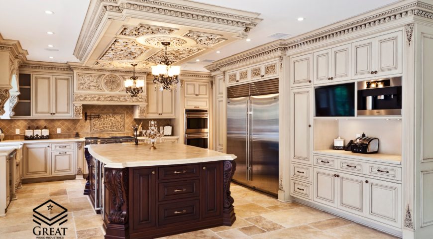 کابینت کلاسیک در آشپزخانه بزرگ
