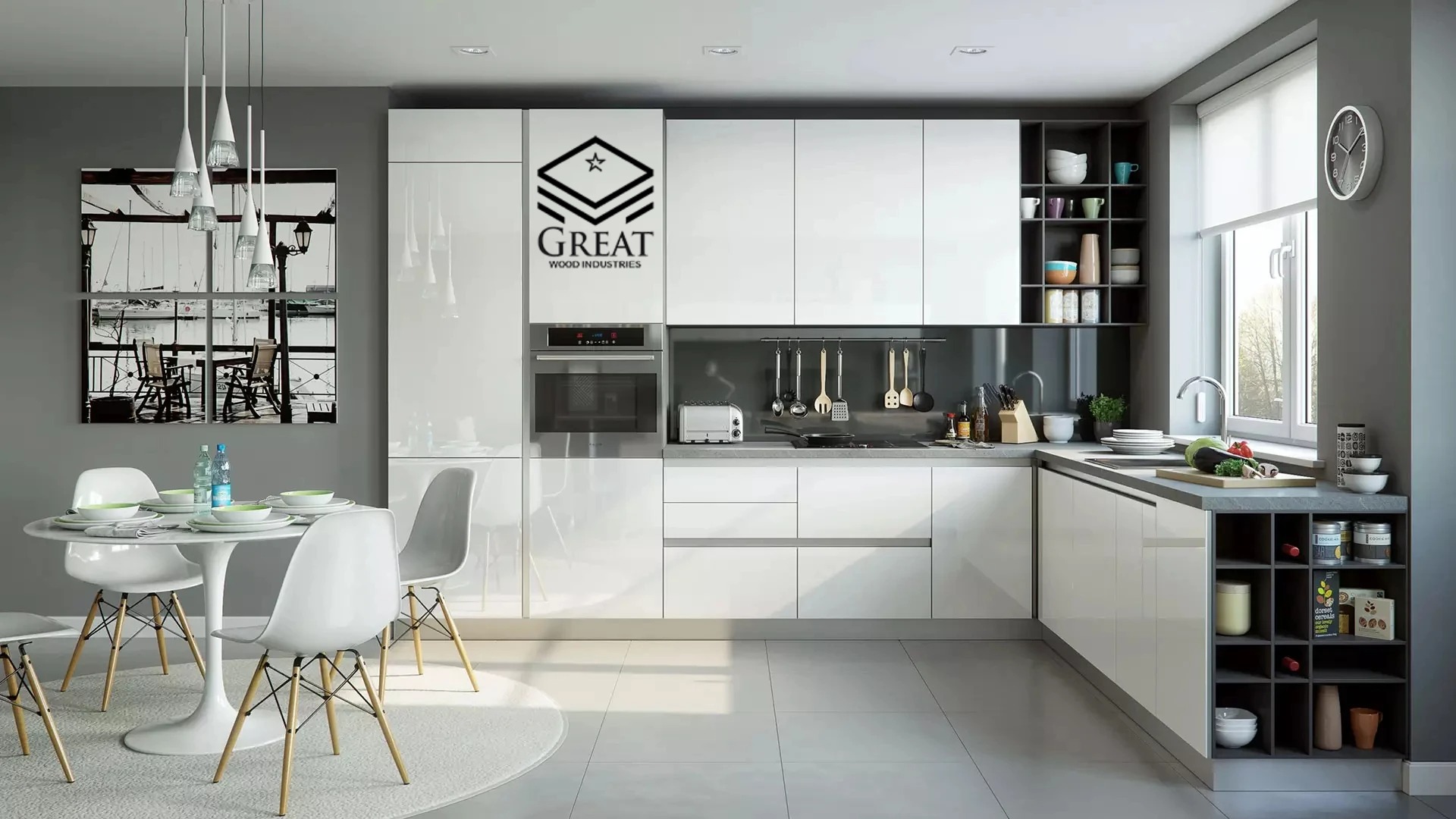 گریت کابینت | شرکت کابینت آشپزخانه گریت | High Gloss White Lacquer Modular Kitchen Direct from China Kitchen Storage Display Cabinets ink