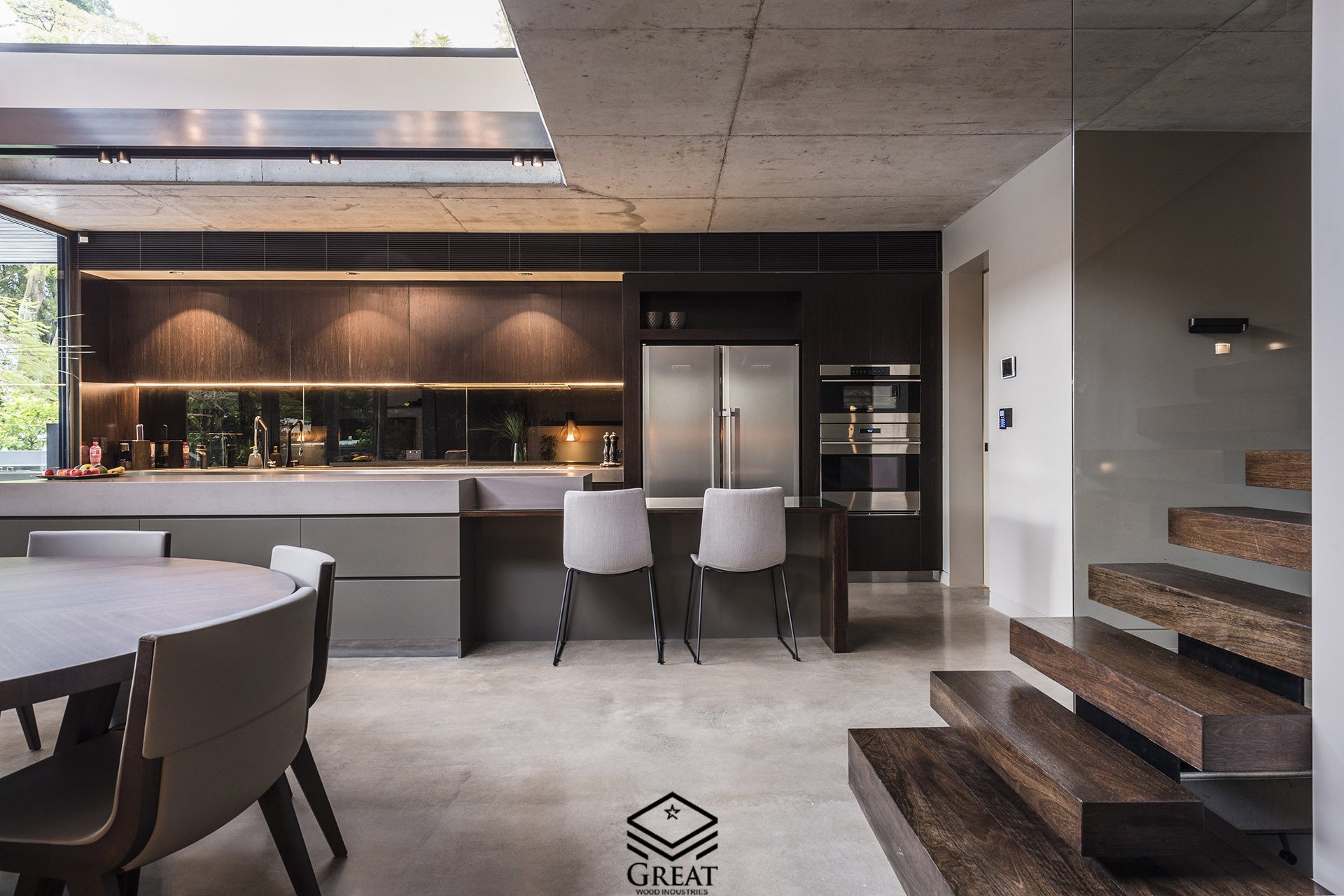 گریت کابینت | شرکت کابینت آشپزخانه گریت | OzGrind achitect design polished cement hom kitchen 1