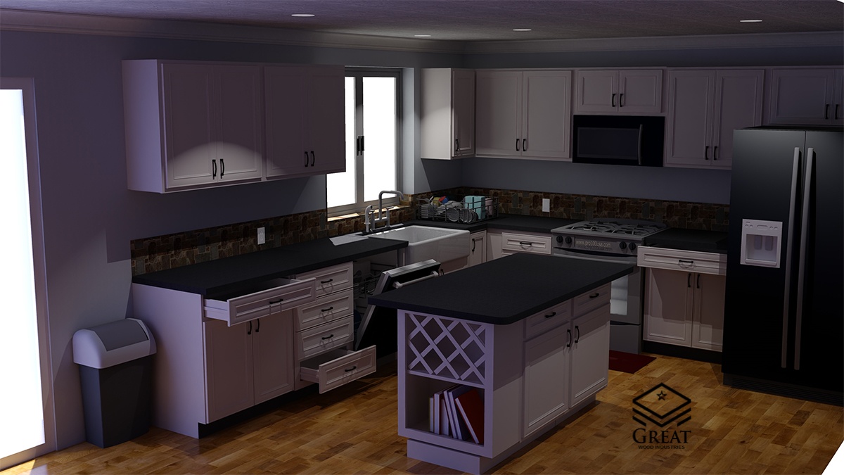 طراحی سه بعدی کابینت آشپزخانه