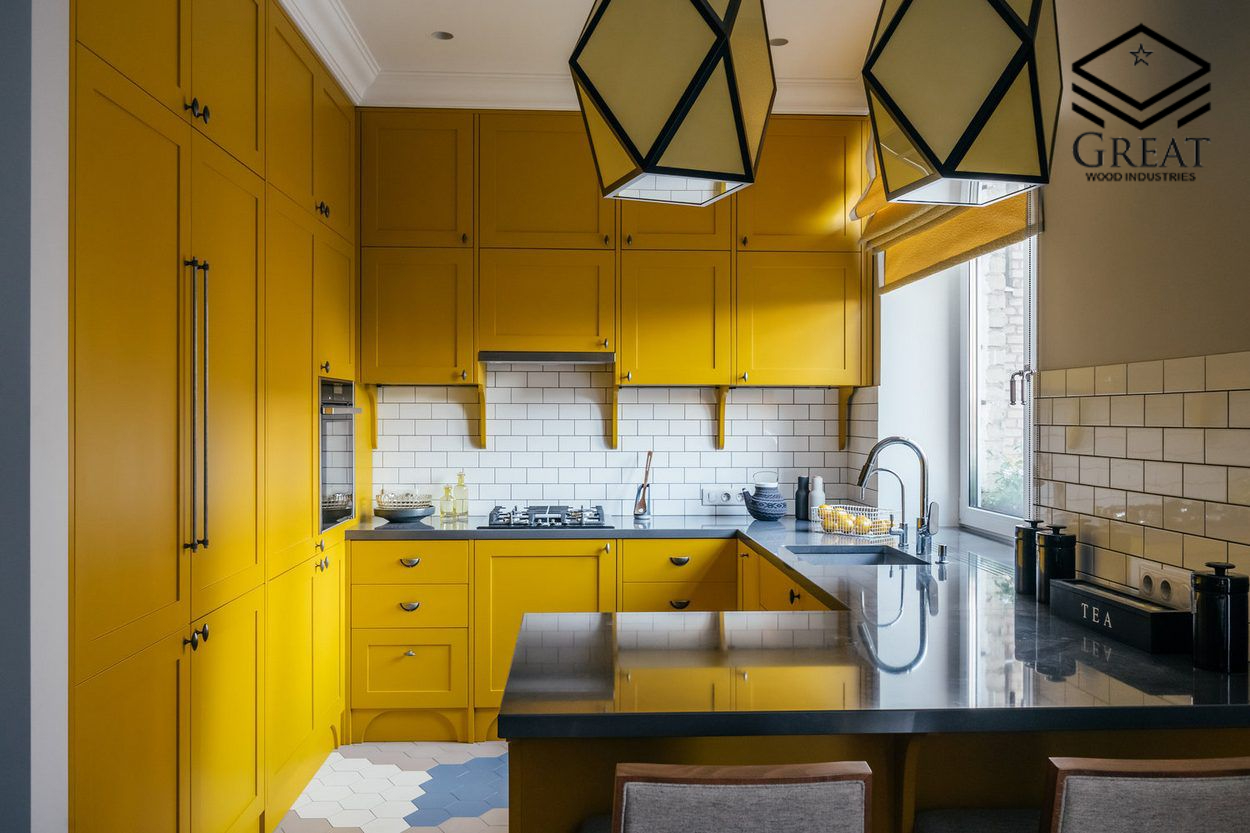 نصب کابینت ام دی اف رنگی در آشپزخانه ایرانی