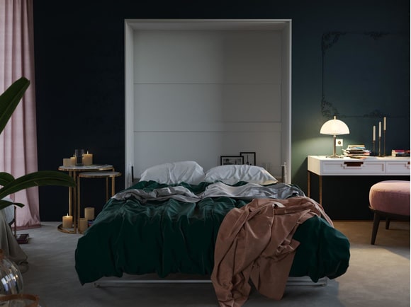گریت کابینت | شرکت کابینت آشپزخانه گریت | folding wall bed 160cm white oak sonoma comfort bed frame smartbett 4 min