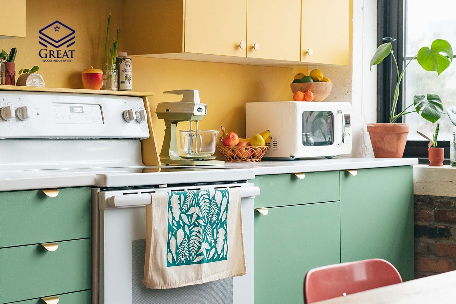 گریت کابینت | شرکت کابینت آشپزخانه گریت | hom sweet hom kitchen diy makeover bright cabinets colorful decor 1