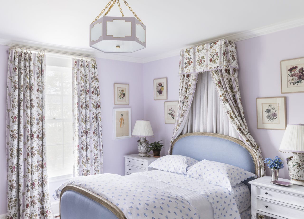 گریت کابینت | شرکت کابینت آشپزخانه گریت | lavender lilac purple bedroom girl children floral flowers pretty canopy bed min