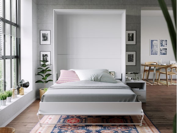گریت کابینت | شرکت کابینت آشپزخانه گریت | nightstand white white high gloss front smartbett folding bed 160x 200cm 6 min