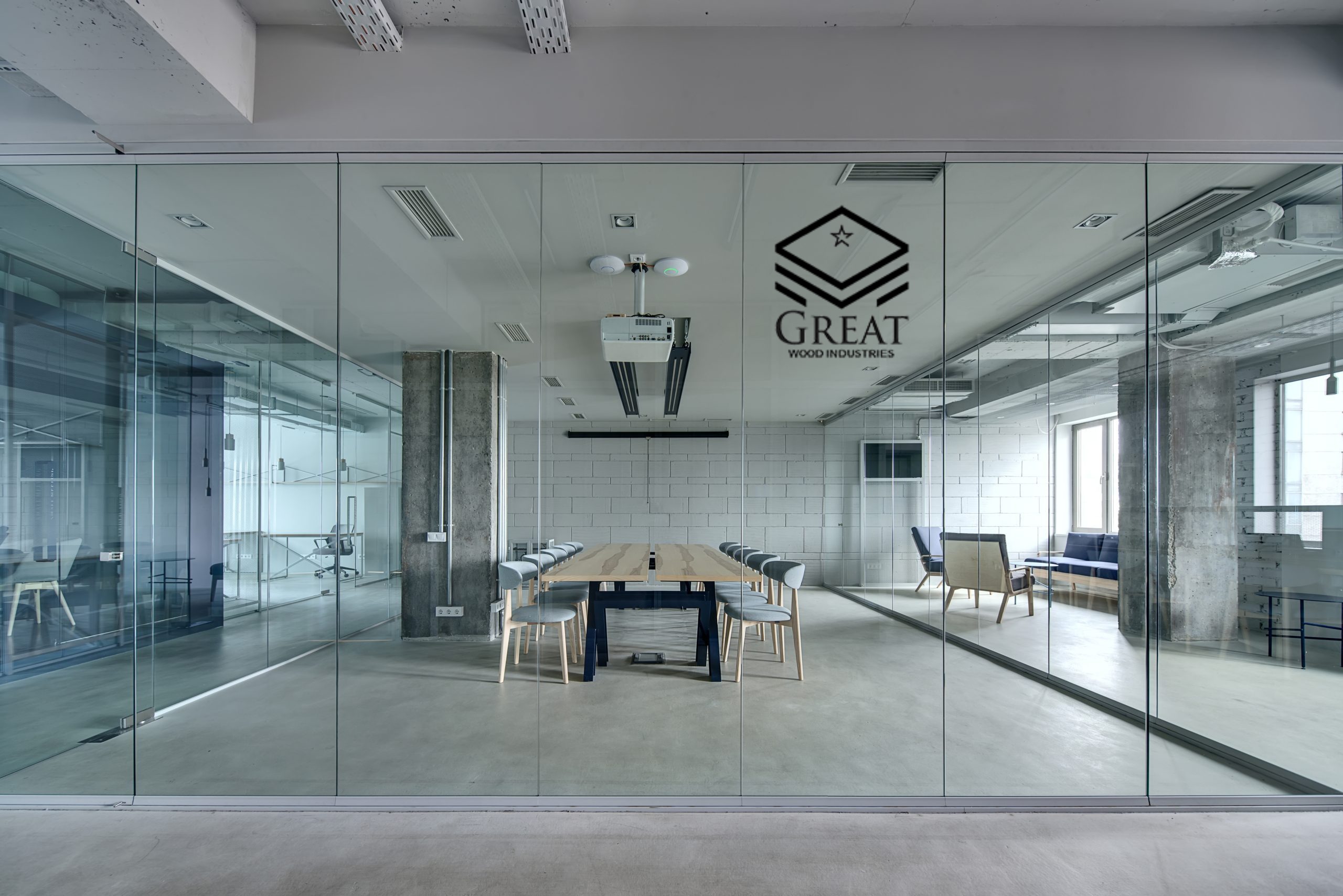 گریت کابینت | شرکت کابینت آشپزخانه گریت | slim profile glass wall in office environment scaled e1659524503614 ink