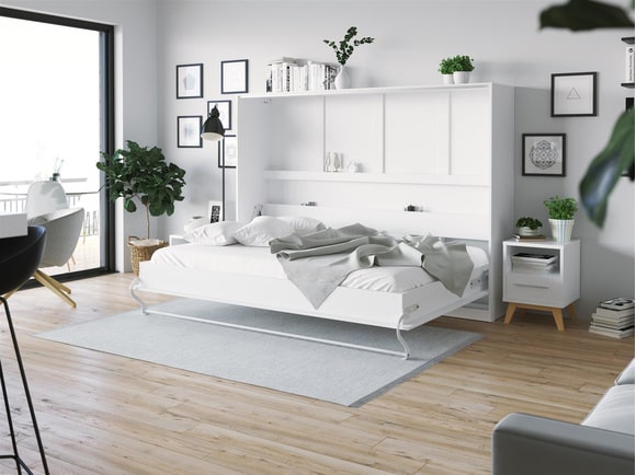 گریت کابینت | شرکت کابینت آشپزخانه گریت | smartbett folding wall bed standard 140x200 horizontal white with gas pressure springs min