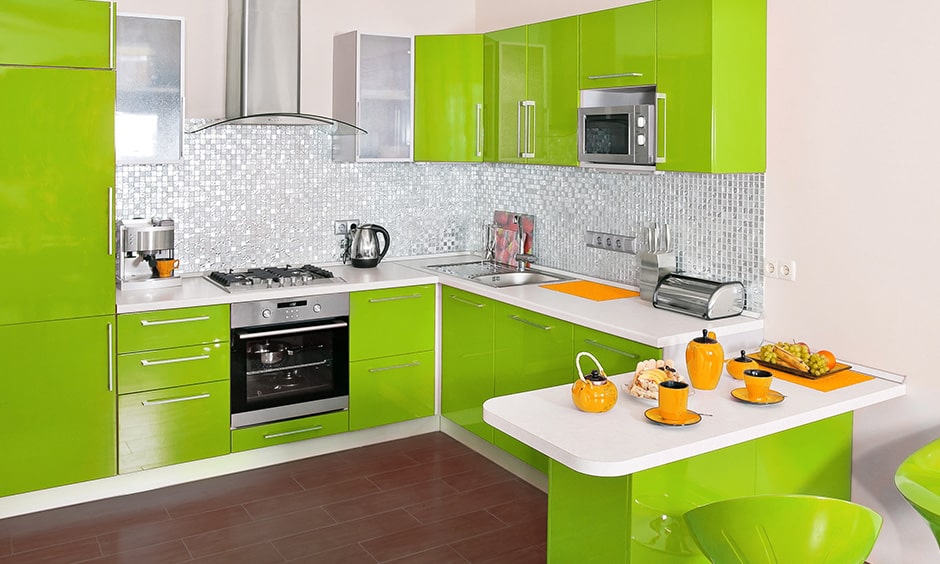 دکواراسیون آشپزخانه رنگ سبز